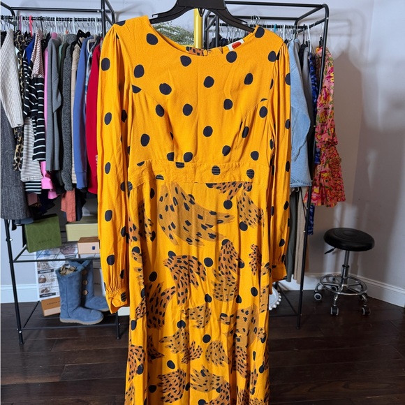 FARM Rio Dresses & Skirts - FARM Rio Yellow and Black Polka Dot Maxi Dress